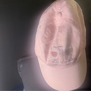 Pink Cap with Rhinestone Glasses Design